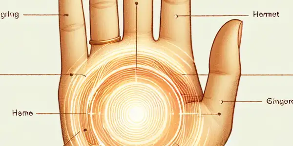 A woman's hand with a warm, healing ambiance, surrounded by herbal remedies symbolizing wellness and self-care.